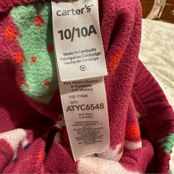 CARTER’S Unicorn Christmas Fleece Pajamas 2 Piece Set Girls Size 10 - Picture 5 of 6